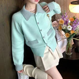 Women Knitwear Fall and Winter Lapels Sweater Loose Knitted Cardigan