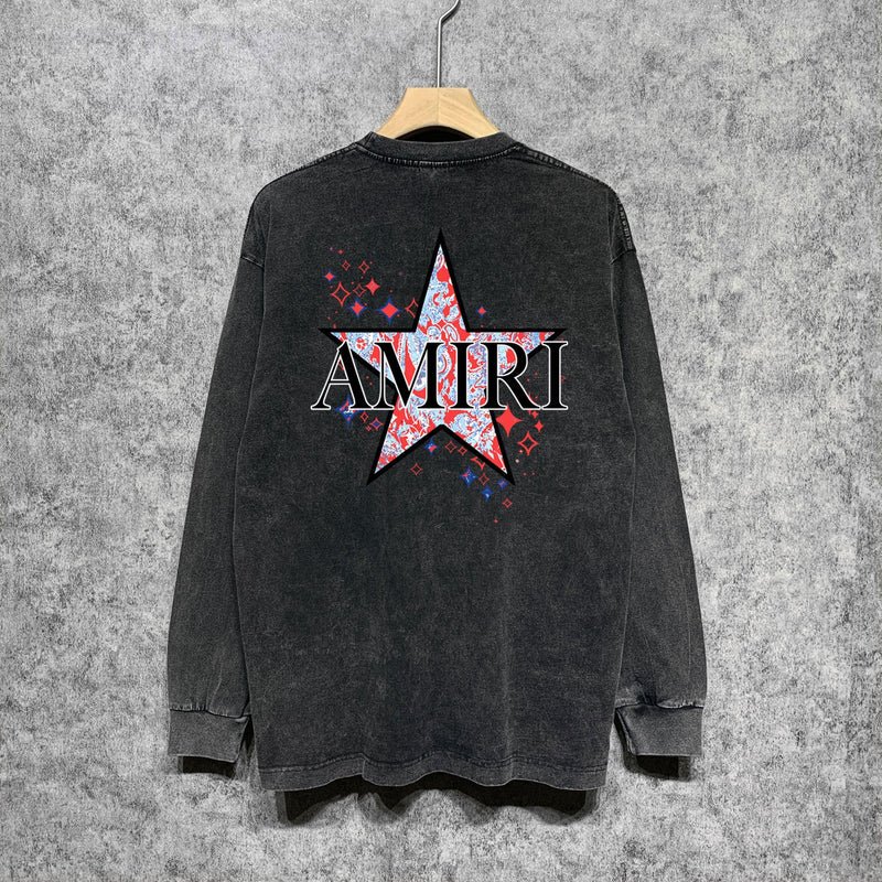 Amiri Long-Sleeve Shirt Vintage Washed and Worn Vintage Long Sleeve T-shirt