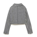 Women Suits Fall Lapels Short Houndstooth Blazer Culottes Suit