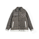 Unisex Jacket Autumn Coarse Woven Embroidered Plaid Coat