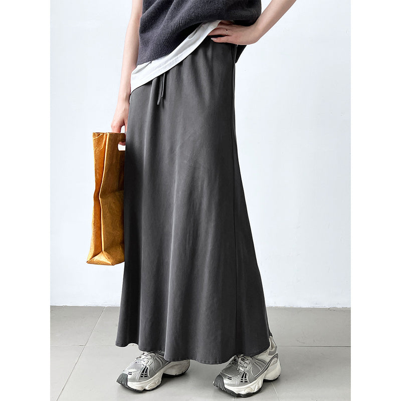 Women Skirt Women's Elastic Waist A- line Midi Skirt