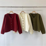 Women Knitted Cardigan Vintage Rose Buckle Knitted Cardigan Loose Sweater Coat