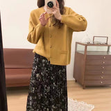 Women Knitwear Spring and Autumn round Neck Sweater Loose Knitted Cardigan