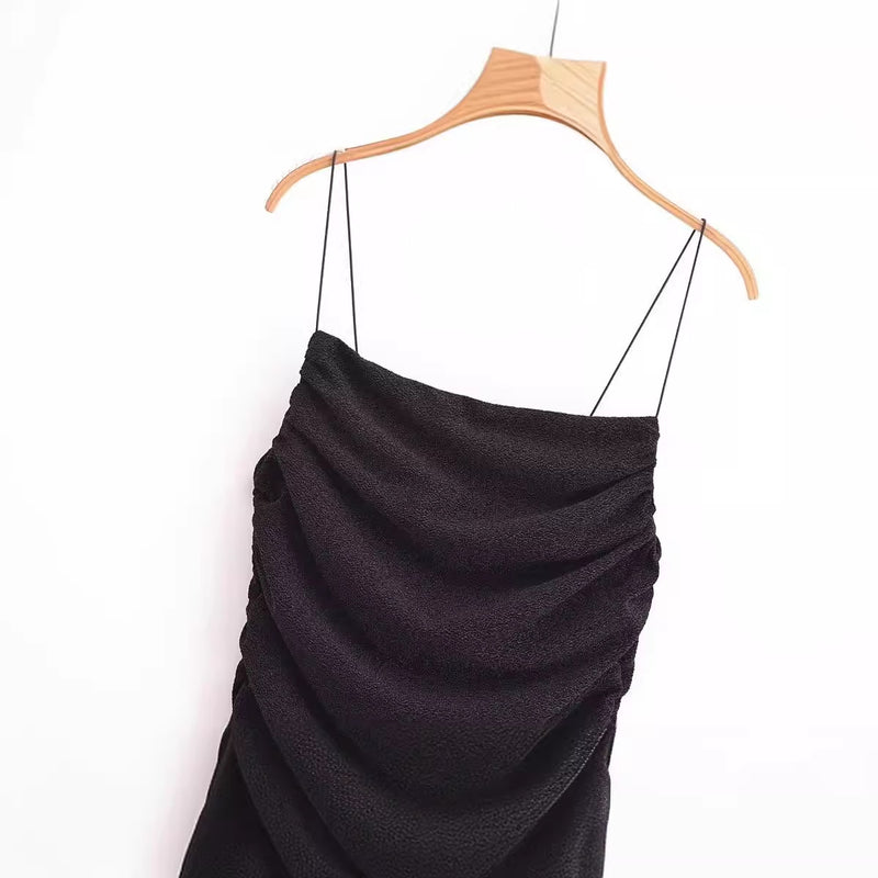Women Dresses Summer Square Neck Sheath Slim Strap Dress (Xds0414)