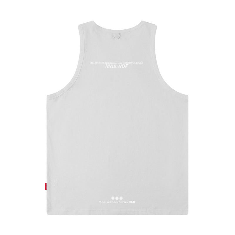 Men Vest Summer Letter Print Sleeveless T-shirt Loose Sports Vest