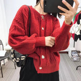 Women Knitwear Autumn Winter Retro Sweater Coat Knitted Cardigan