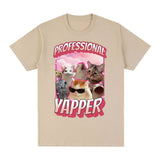 Funny Professional Yapper Meme Cat Graphic T-Shirt Men Fashion
