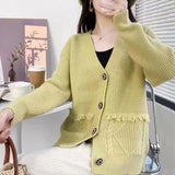 Women Knitwear Autumn and Winter V-neck Sweater Loose Knitted Cardigan