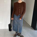 Women Cardigan Sweater Spring Sweater Cardigan Long Sleeve Button Sweater Q720