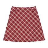 Women Skirt Plaid A- line Dress Girls Casual Embroidered Skirt