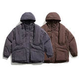 Unisex Winter Cotton Coat Three-Dimensional Pocket Decorative Hooded down Jacket