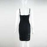 Women Evening Dress Bandage One-Piece Dress Nightclub Dress Sexy Suspenders Hollow out Slim Fit Skirt