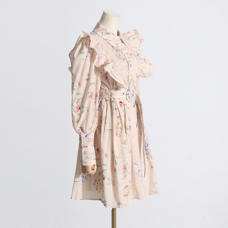 Women Dresses Floral Pleated Dress Skirt (Qymy0409)