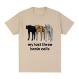 Funny My Last Three Brain Cells Cats Meme T Shirt Men's