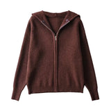 Women Sweater Knitwear Double Zipper Lapel Sweaters Cardigan Polo Collar Turtleneck Sweater Coat