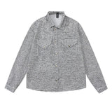Unisex Jacket Autumn Coarse Woven Black and White Shirt