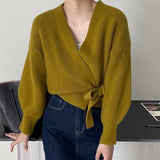 Women Knitwear Autumn Retro V-neck Sweaters Cardigan