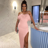 Women Dresses Autumn Sexy Slim Fit Slit Sling Dress
