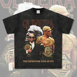 Mens Vintage Boxer T-Shirt Vintage Oliveira Printed Short Sleeve T-Shirt Versatile Crew Neck