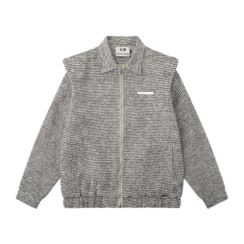 Men Jacket Coat Vintage Weave Padded Shoulder Coat Loose Lapels Jacket Autumn and Winter