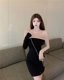 Women Dresses Skinny Hip Skirt Long Sleeve Sexy Skirt