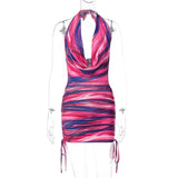 Women Dresses Summer Sexy Backless Slim Fit Lace-up Hip Bag Dress