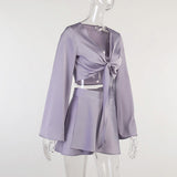 Women Dresses Sexy Flare Sleeve Skirt Suit Skirt (Bla0420)