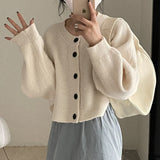 Women Knitwear Autumn and Winter round Neck Sweater Loose Knitted Cardigan