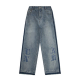 Men Jeans Men and Women Retro Straight-Leg Trousers