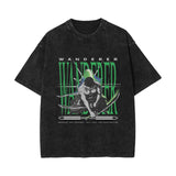 Washed retro cotton t-shirt Sauron printed washed old short-sleeved t-shirt