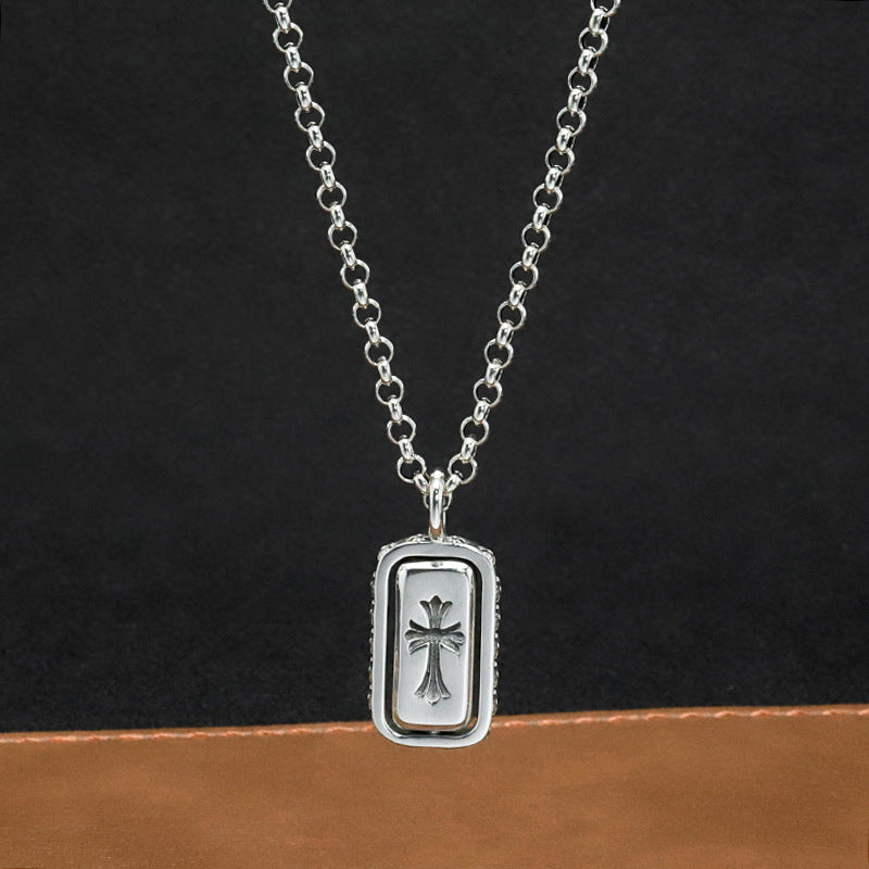 Chrome Hearts Necklace Rotatable Square Pendant Vintage Sword Cross Necklace