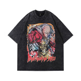 Men T Shirt Hip Hop Dog Head Printed Distressed Short Sleeve T-shirt