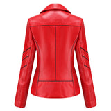 Red Leather Jacket Pu Short Coat Spring and Autumn Jacket