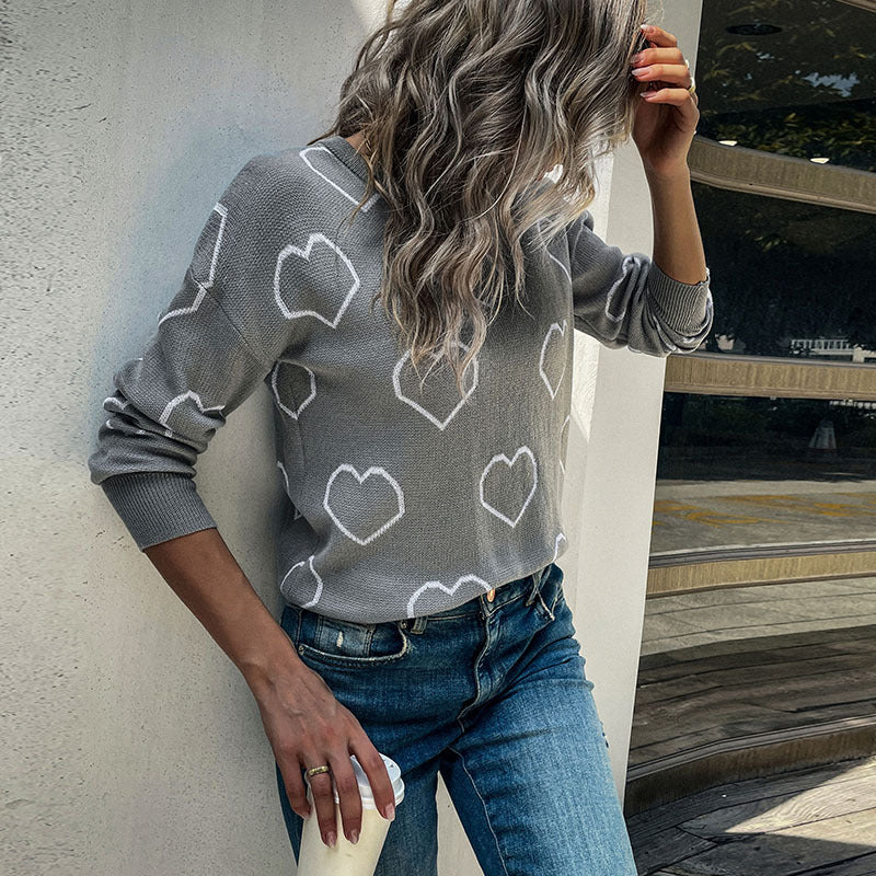 Women Knitted Sweater Casual Autumn and Winter Long Sleeve Loose Sweater