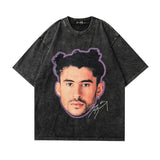 Men T Shirt Vintage Angel Wash Short Sleeve T-shirt