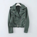 Women Leather Jacket Autumn Slim-Fitting Biker Jacket Pu Leather Women's Short Coat