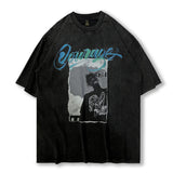 Men T Shirt Vintage Printed Wash Short Sleeve T-shirt