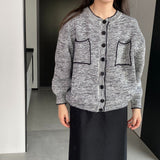 Women Cardigan Sweater Spring Cardigan Coat Black and White Button Sweater Coat 1t1308