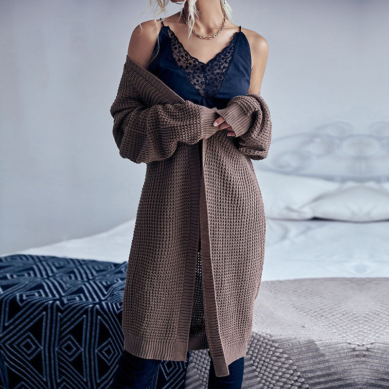 Women Knitted Sweater Autumn and Winter Long Cardigan Sweater Coat