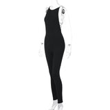 Women Jumpsuit Winter Sexy Backless Slim Fit Solid Color Jumpsuit