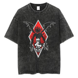 Anime printing, washed Japanese retro t-shirt short-sleeved men