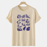 Cats Stars Printed T Shirt Letter Funny Quetes Printing