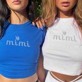 Women T-shirt Short Hot Diamond Alphabet Print Short Sleeve T-Shirt, Summer Top