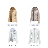 Red Leather Jacket Hooded Leather Jacket Two-Piece Detachable Leather Jacket Women's Spring and Autumn Coat Women's Pu
