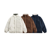 Unisex Winter Cotton Coat Vintage Double-Sided Wear Loose and Warm Pocket Cashmere Cotton-Padded Coat