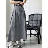 Women Skirt Fall Mid-Length Plaid Skirt A- Line Skirt