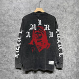 Amiri Long-Sleeved Shirt Cool Handsome Personalized Printed Vintage Retro Long Sleeve T-shirt