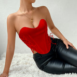 Women Party Tops Sexy Backless Fishbone Cinched Waist Waistcoat