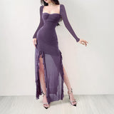 Women Dresses Mesh Split Dress Long Dress