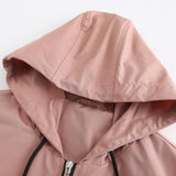 Women Trench Coat Spring and Autumn Anorak Women's Long Sleeve Zipper Drawstring Coat